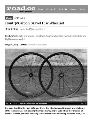 Road.cc 5/5 Review - HUNT 30 Carbon Gravel Disc Wheelset