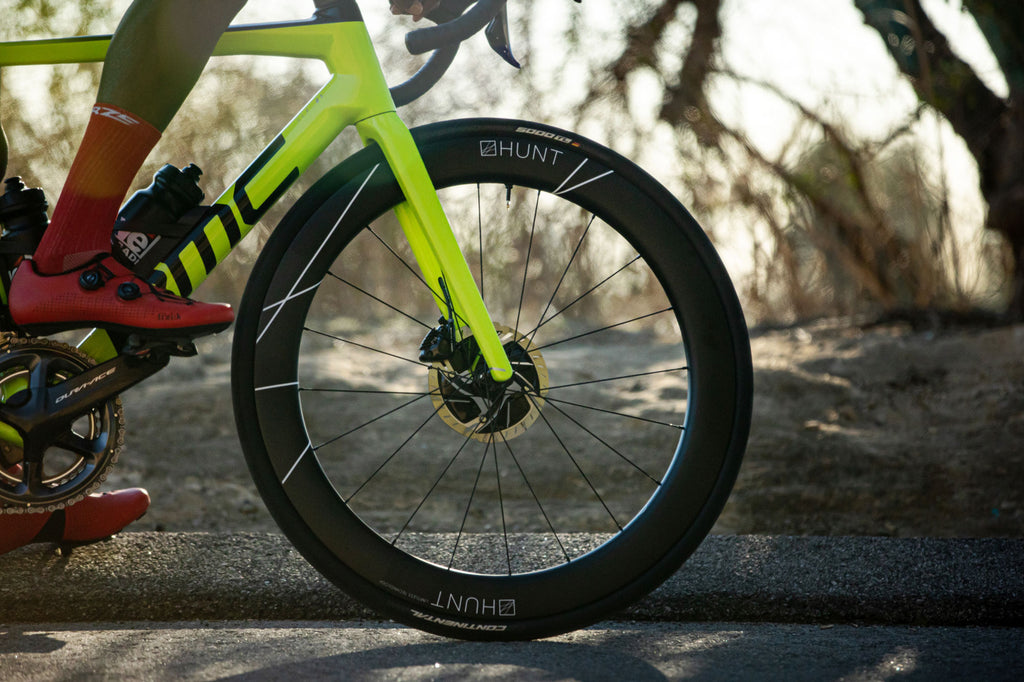 The 60 Limitless Aero Disc wheelset fitted to a luminous BMC, making a combination that is as fast as it is good looking