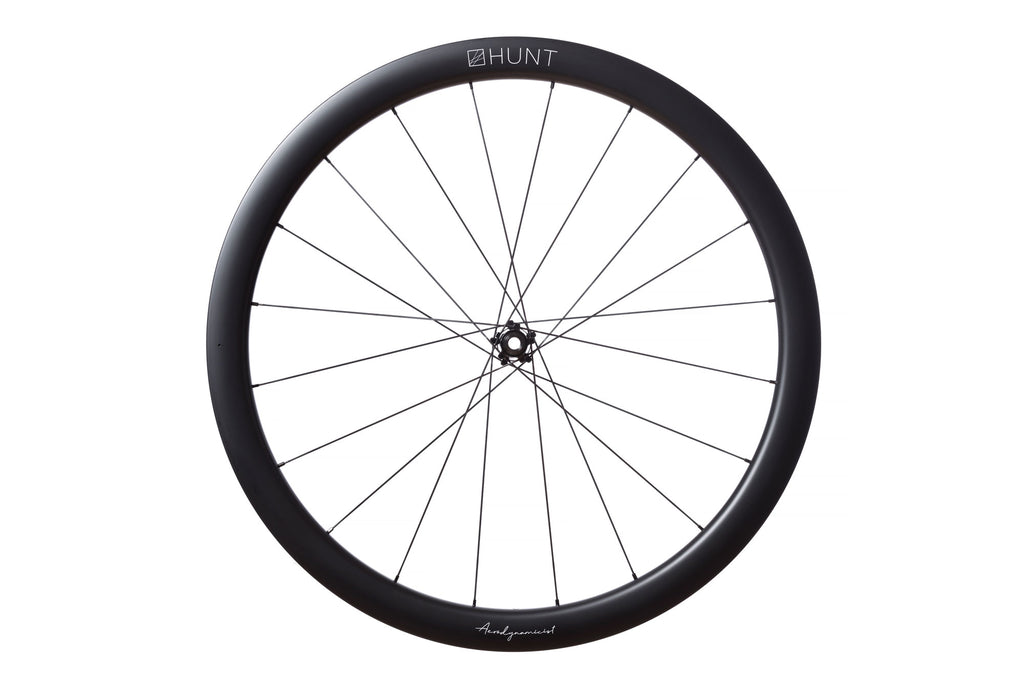 Side profile of the front HUNT 44 Aerodynamicist Carbon Disc Wheel